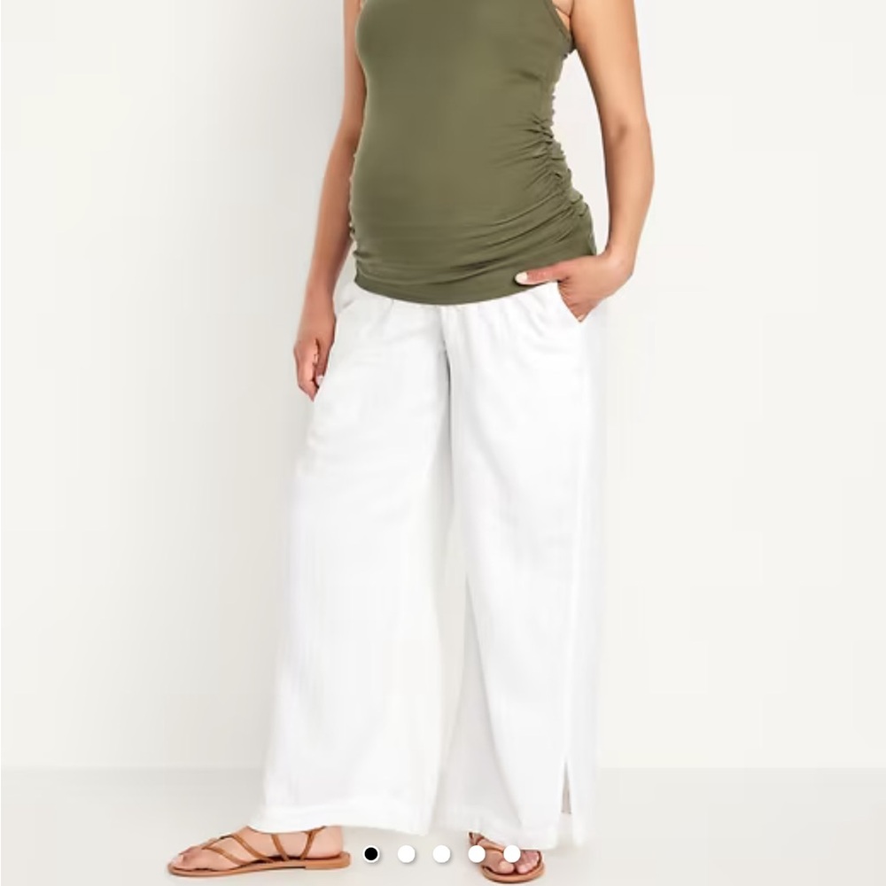 Maternity Rollover Waist Crinkle Gauze Wide-Leg Pants